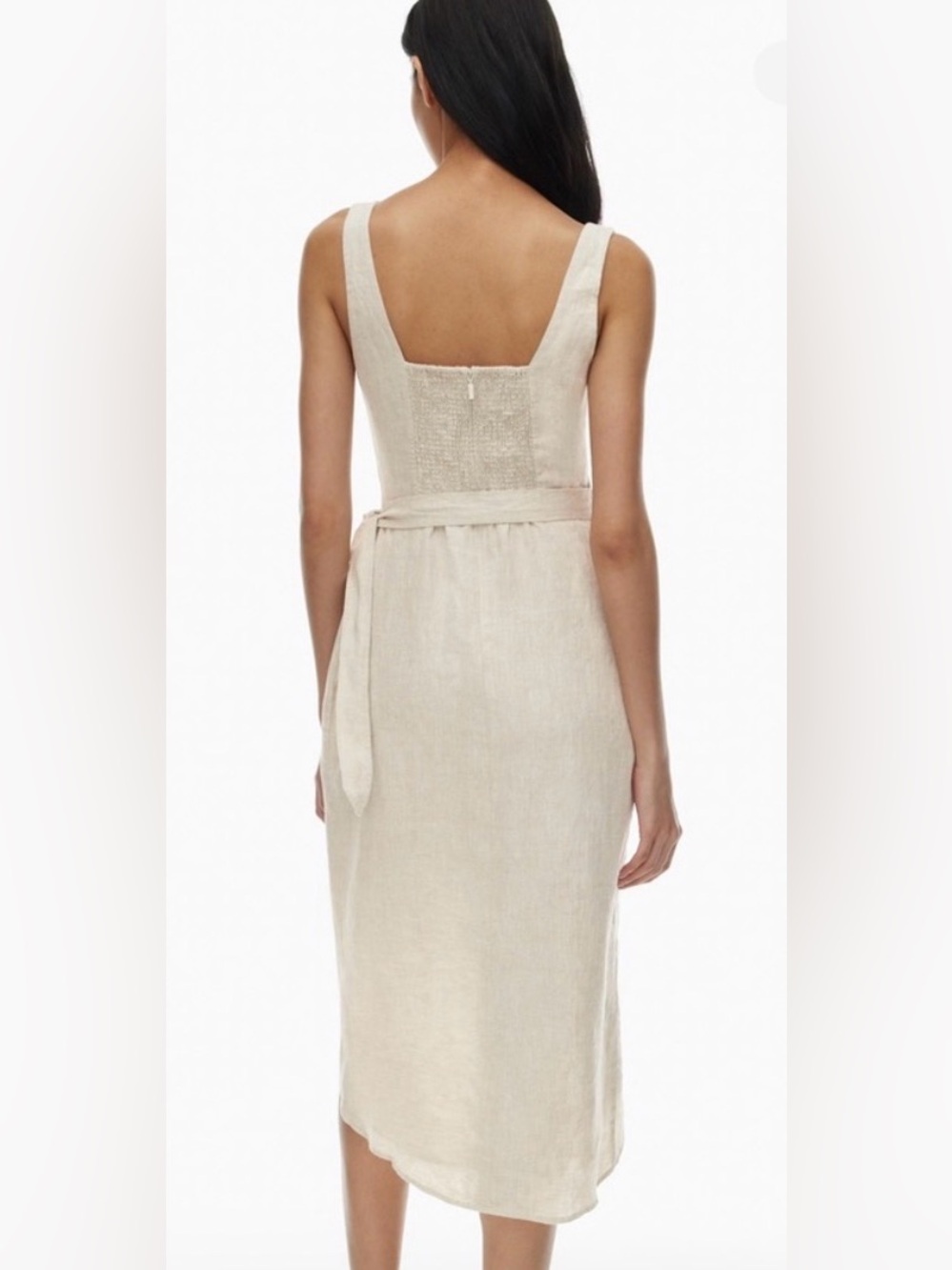 Wilfred linen-blend midi wrap dress “Saturn” natural beige cream, size 4, EUC - Picture 4 of 9